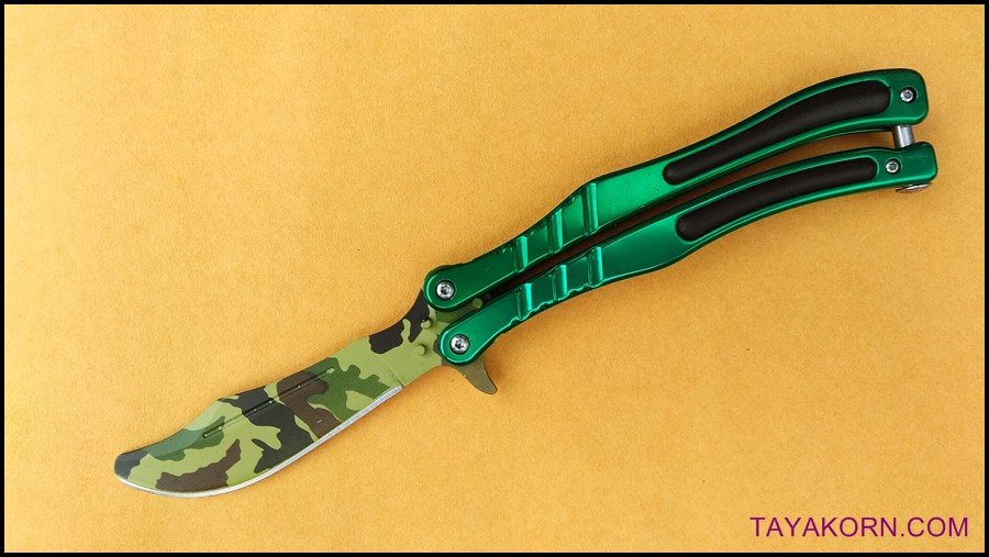 มีดซ้อมควง ซีเอสโก กรีนคาโม่ ZS GO GREEN CAMO Balisong TRAINER Knife TKBS-ZS8TR