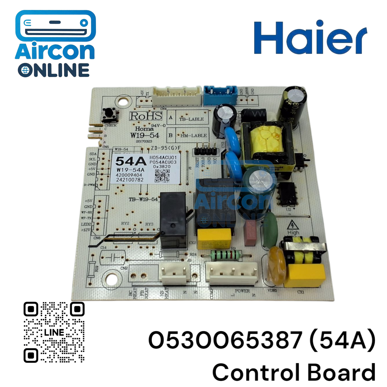 Control Board ตู้เย็น Haier รหัส 0530065387 (54A) W19-54 ของแท้ ใหม่ มือ1