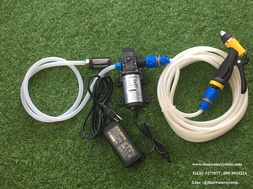 ชุดปั๊มล้างรถ DC12V 9 บาร์ + Adapter 12VDC 7A