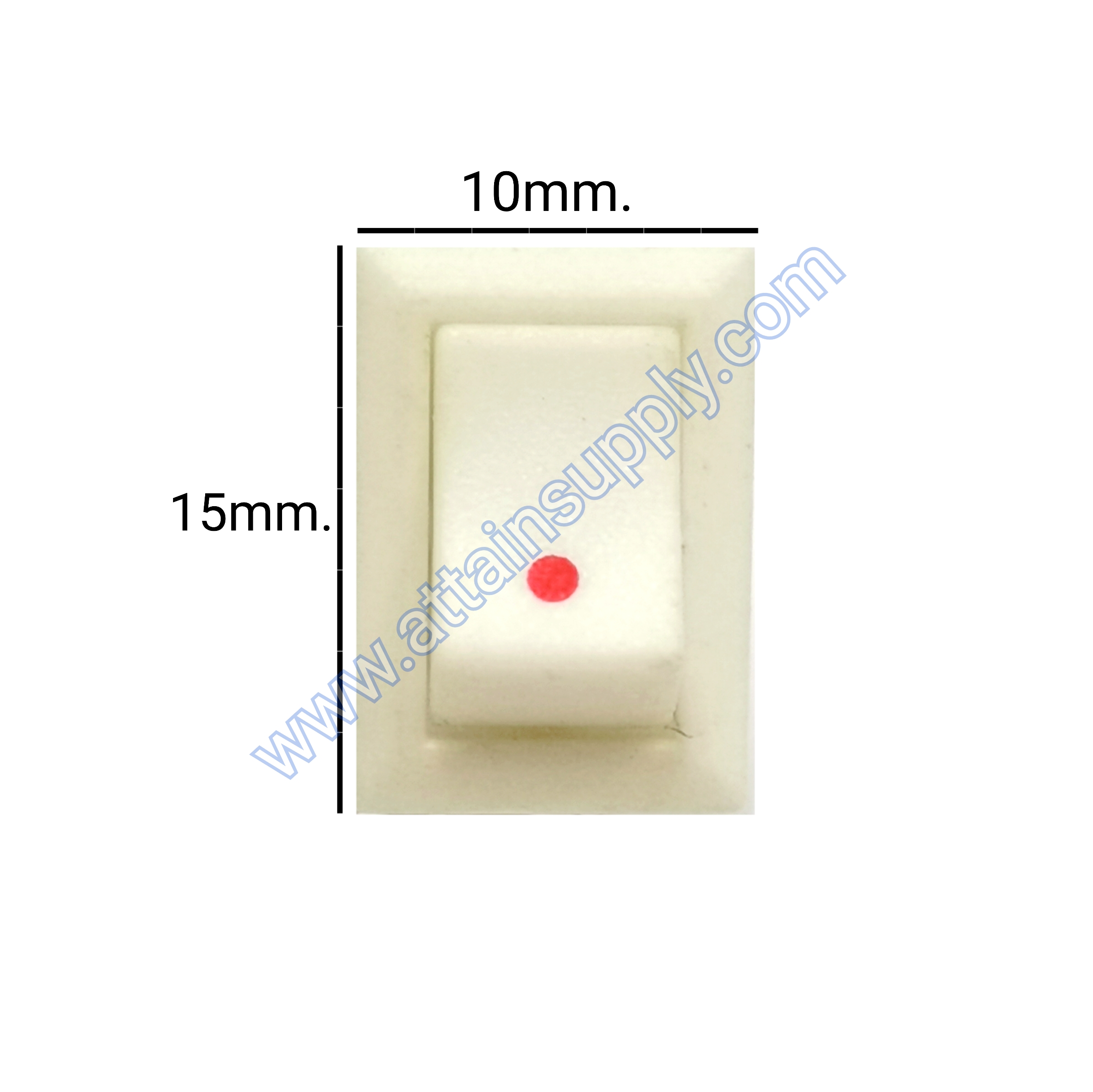 สวิทช์ หน้าจุดเหลี่ยมจิ๋ว 2ขา/ไม่มีไฟ-สีขาว(จุดแดง)