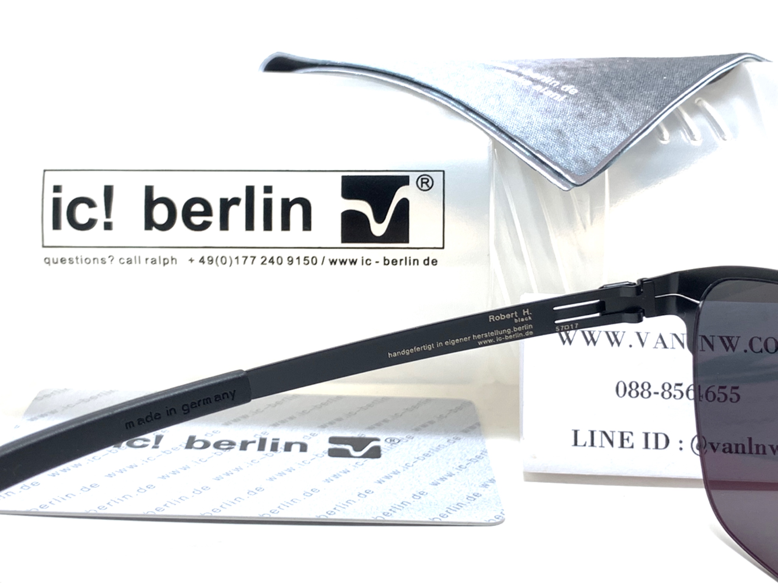 แว่นกันแดด ic berlin model Robert H. black 57-17 <ดำ>