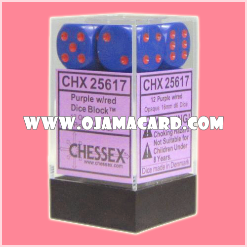 Chessex 16MM D6 Dice Block — Opaque : Purple / Red「1 Dice」