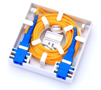 FTTx Wall Socket 2 channel with 1Port SC/APC adapter