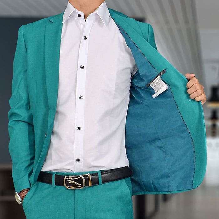 สูท,ชุดสูทเจ้าบ่าว,สูทผู้ชาย สีเขียวมินต์ (สูท+กางเกง)พร้อมส่ง XL