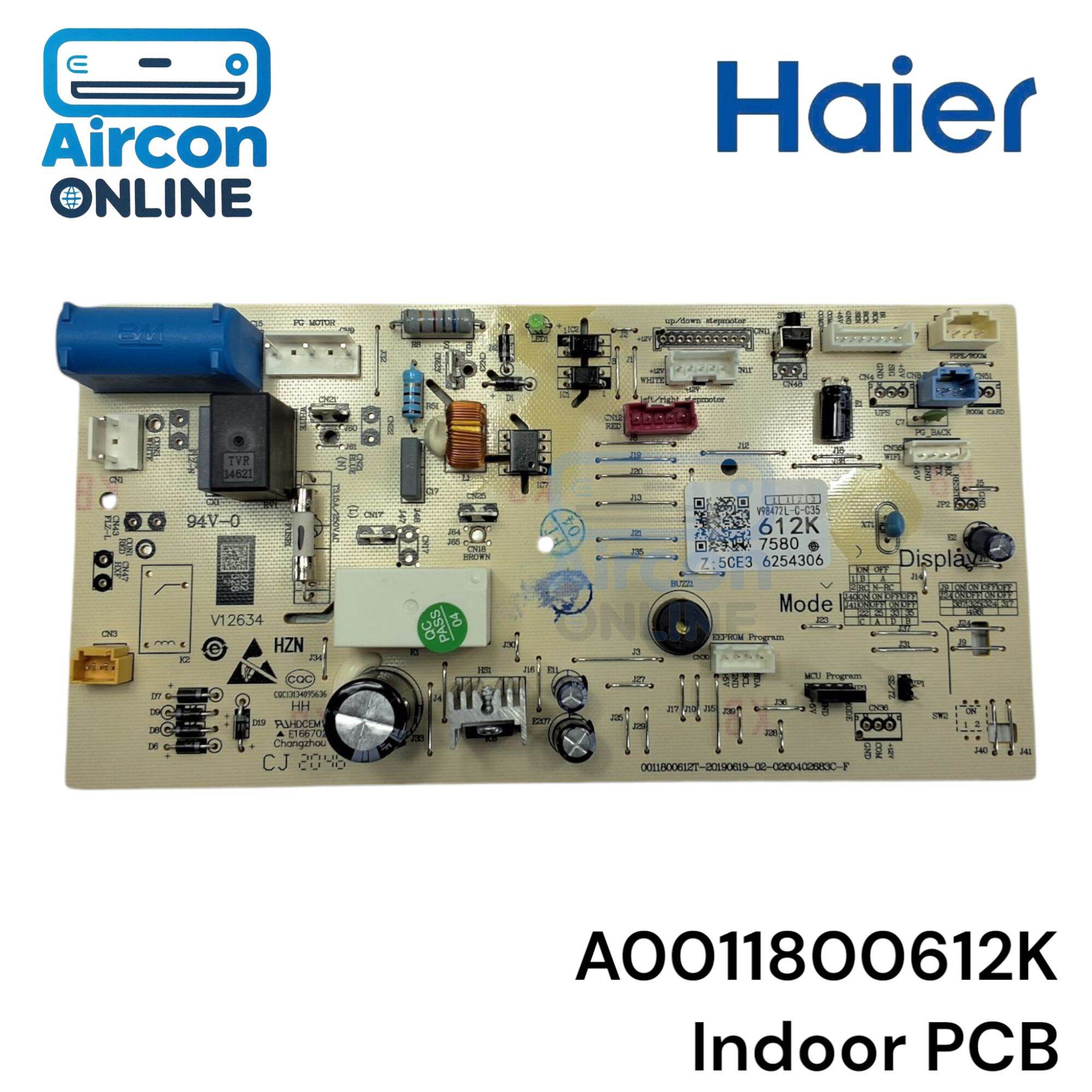Indoor PCB แอร์ HAIER รุ่น HSU-12VNS03T1F และ HSU-12VTBA03TF รหัส A0011800612K ของแท้ ใหม่มือ 1