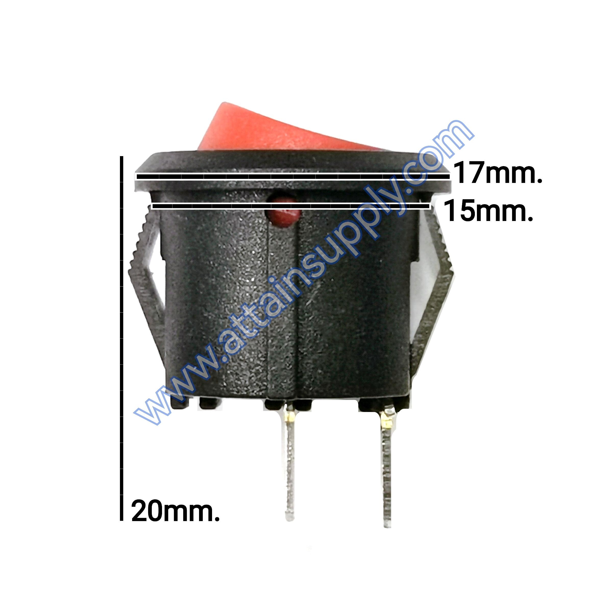 สวิทช์ IOกลมจิ๋ว 2ขา/ฐานกลม ไม่มีไฟ-สีแดง