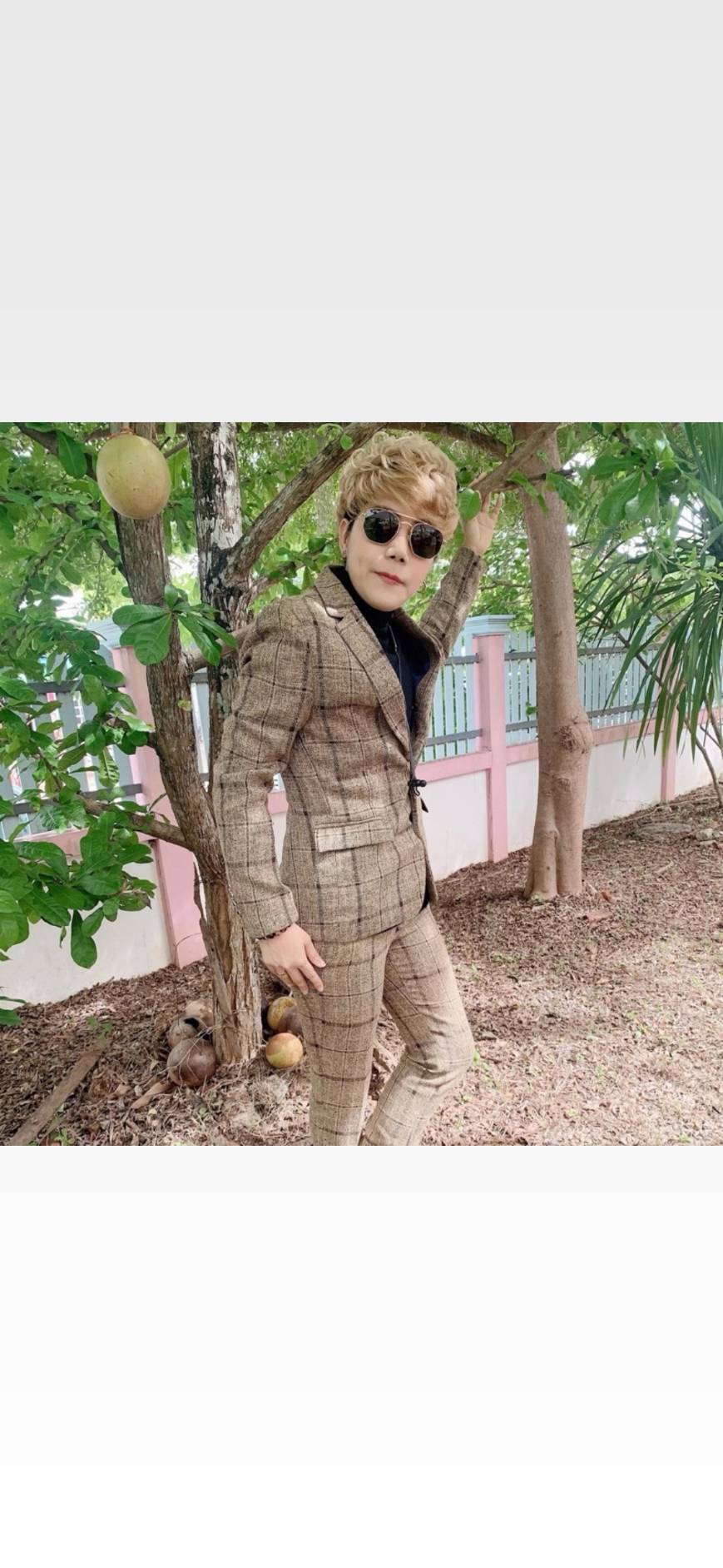 ชุดสูทลายสก๊อต สีน้ำตาล เซต3ชิ้น สูท+เสื้อกั๊ก+กางเกง