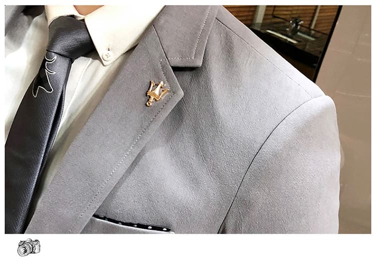 เสื้อสูทเกรด A สีเทา ผ้าคอตตอน L,XL