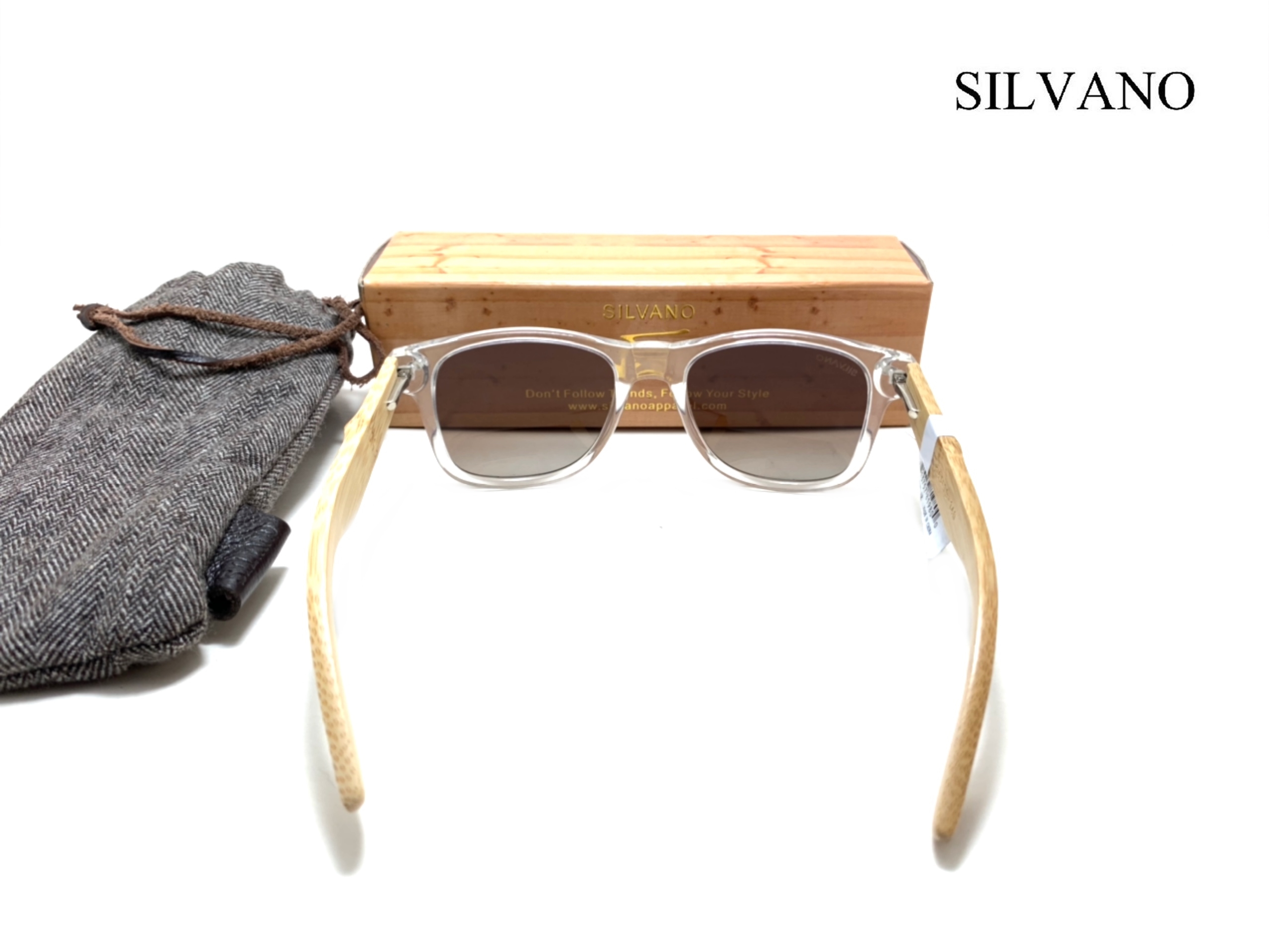 แว่นกันแดด Silvano Bamboo Wood Sunglasses Transparent/Brown Lens