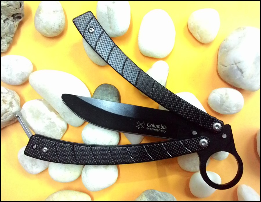 มีดซ้อมควง แบล็คค็อปบร้าบาลิซอง Black Cobra Balisong Knife Trainer TKBS-CB8TR