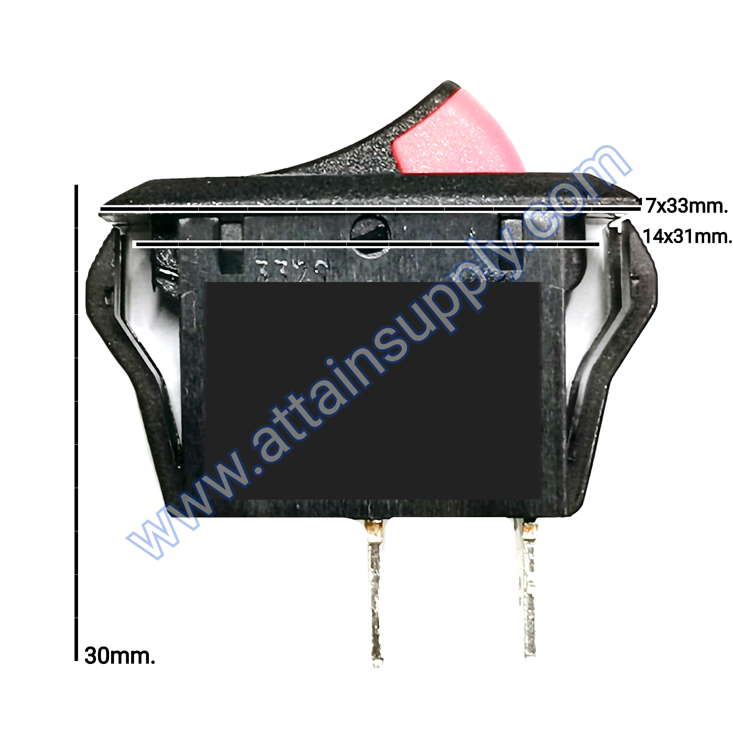 สวิทช์ IO เหลี่ยมบางBLACK&PINK 2ขา/ไม่มีไฟ-สีดำชมพู