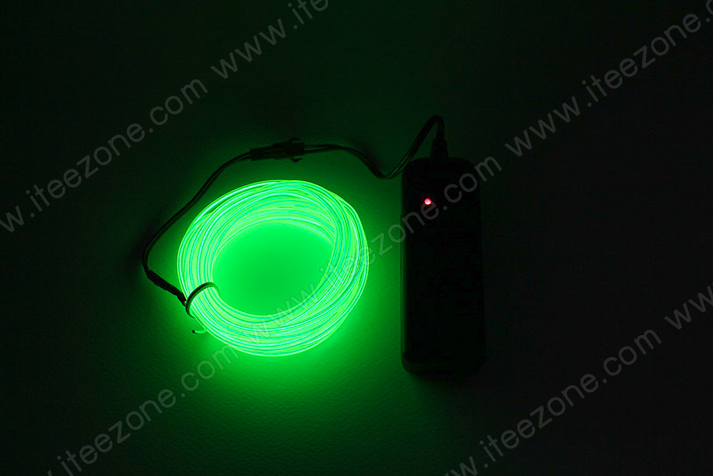 EL Wire 5 เมตร + รางถ่าน AA 2 ก้อน / สีเขียวมะนาว