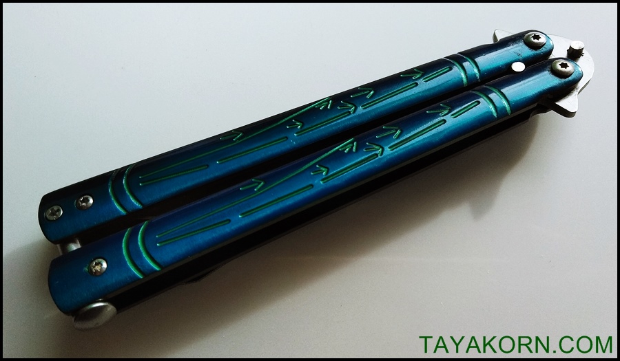มีดบาลีซอง ใบไผ่น้ำเงิน Blue Bamboo Balisong TKBS-BT2