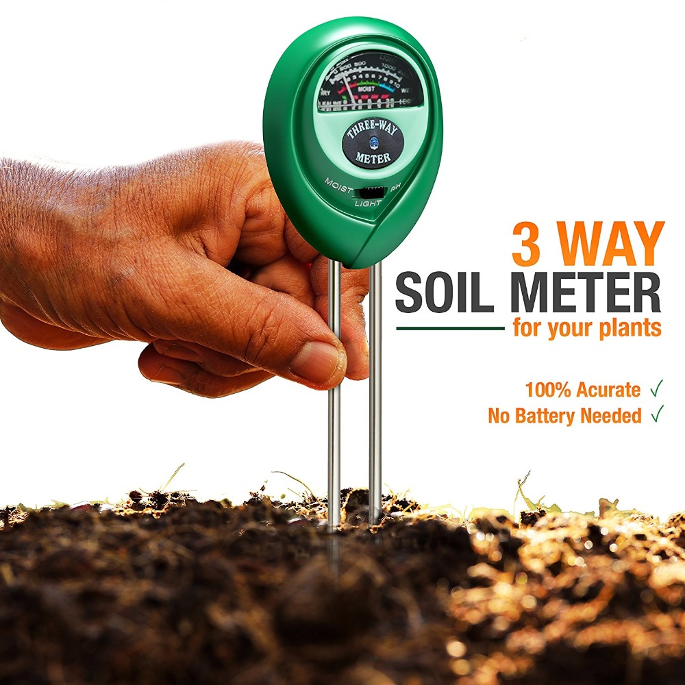 เครื่องวัดพีเอช PH เครื่องวัดอุณหภูมิ เครื่องวัดความชื้นในดิน Soil Meter PH ความเป็นกรด-ด่างความชื้นในดิน และความสว่าง 3 in 1 Soil PH Meter SKU-776