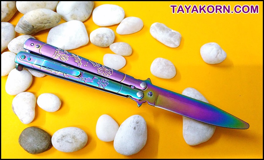 มีดซ้อมควง เรนโบว์ฟิชบาลิซอง Rainbow Fish Balisong Trainer Knife TKBS-RF8TR