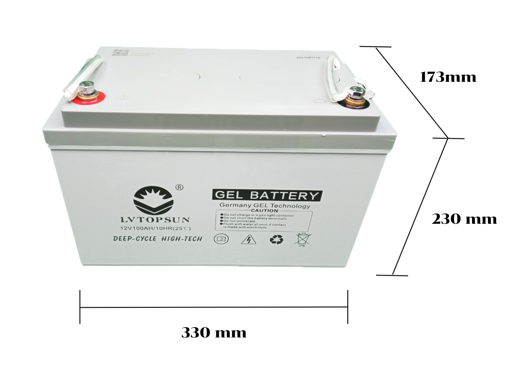 แบตเตอรี่ Deep Cycle GEL 100Ah 12V LVTOPSUN (ประกัน 3 ปี)