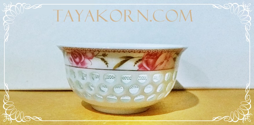 จอกชา ลายฉลุ บุปผาชาติชมพู