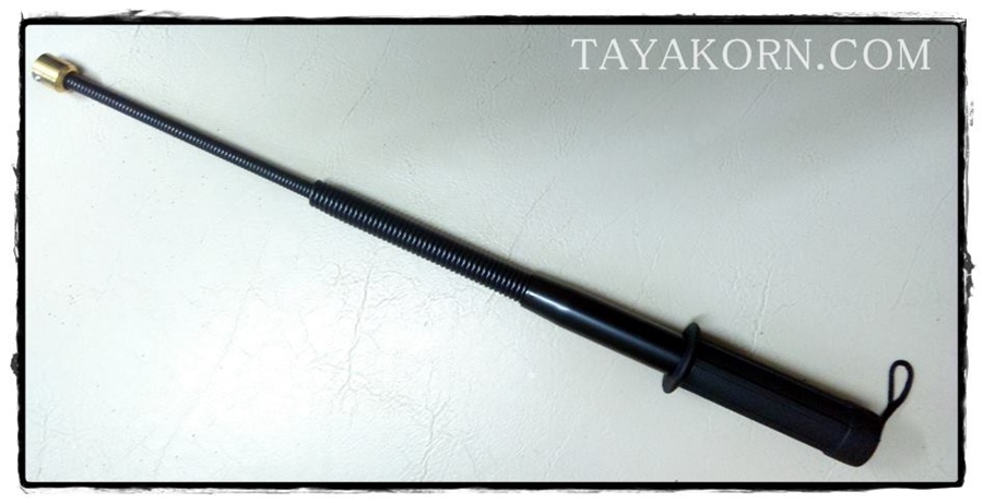 ดิ้วสปริงดำ 3 ท่อน ( Black Spring Fight Baton) ขนาดยาว 18.50 นิ้ว
