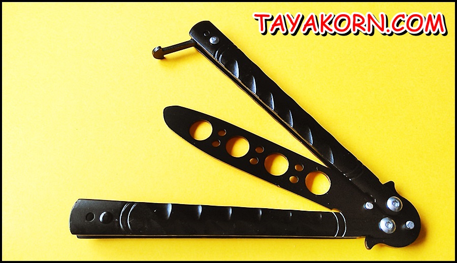 มีดซ้อมควง บาลีซองแบลคธันเดอร์ Black Thunder Balisong trainer Knfie
