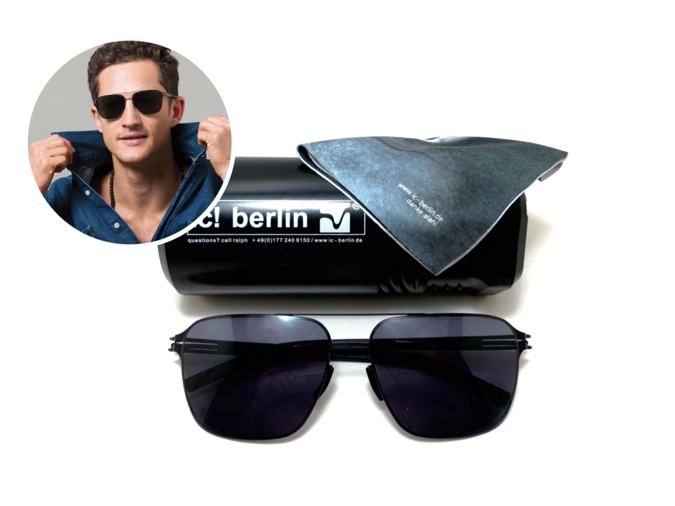 แว่นกันแดด ic berlin model jonathan l black 59-17 <ดำ>