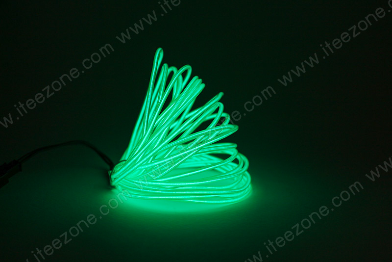 EL Wire 5 เมตร + รางถ่าน AA 2 ก้อน / สีเขียวเข้ม