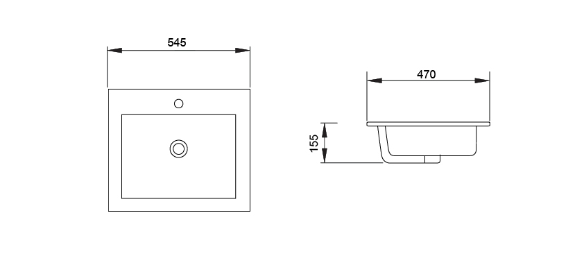 NASCO อ่างล้างหน้าแบบฝังบนเคาน์เตอร์ทรงเหลี่ยมNL-007 รุ่น กาสะลอง ขาว