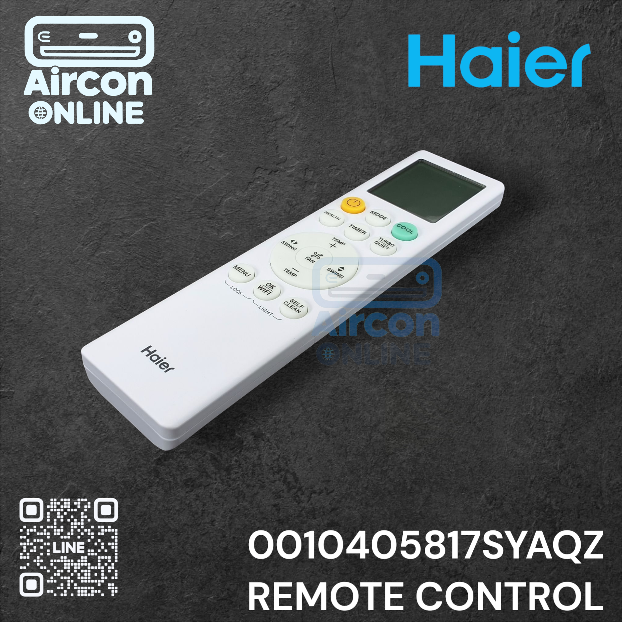รีโมท คอนโทรล แอร์ HAIER รหัส 0010405817SYAQZ ของแท้ ใหม่ มือ 1