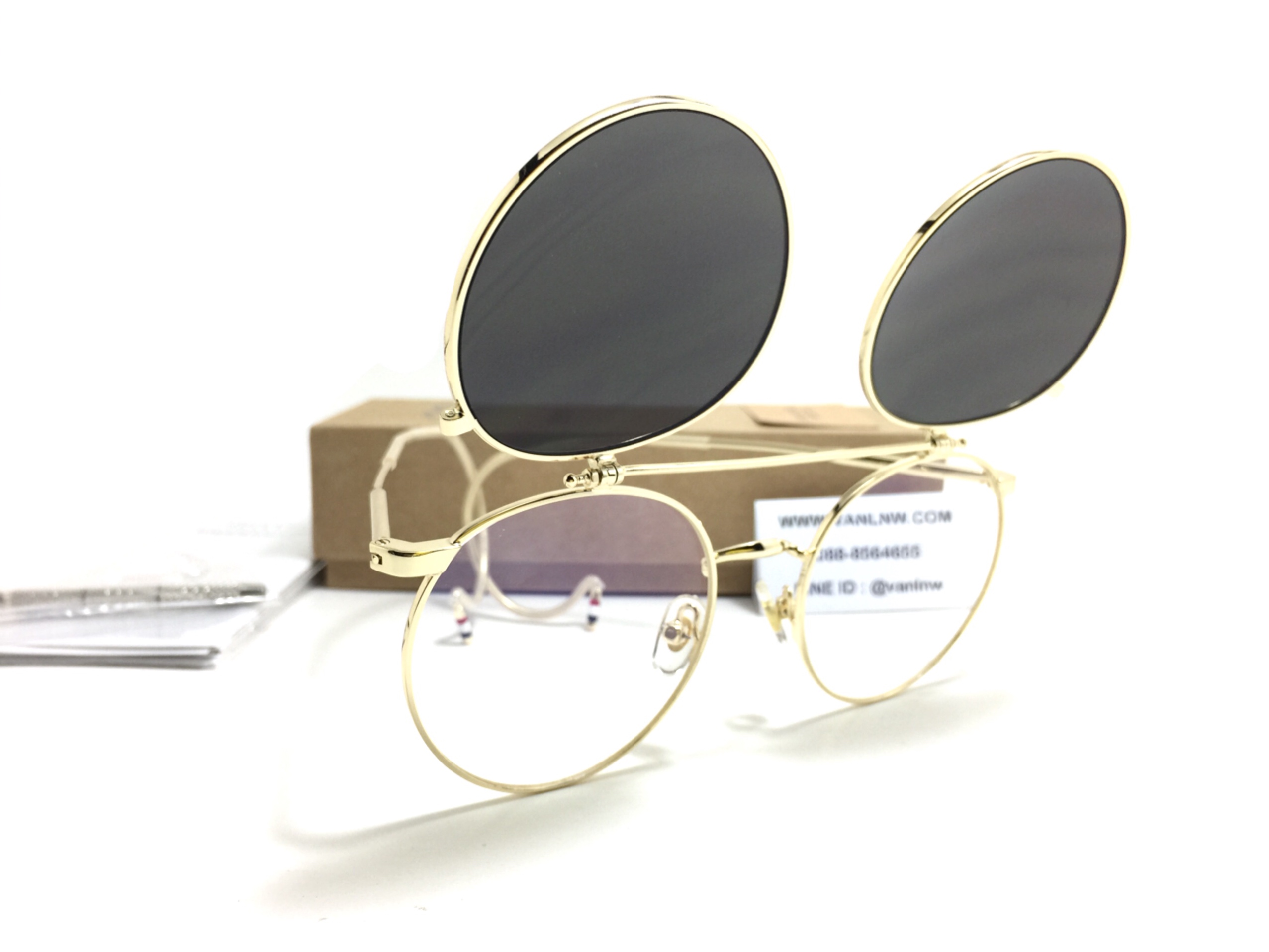 แว่นกันแดดวินเทจ Sisyphus Eyewear Clip-on รุ่น S861 <ทอง>