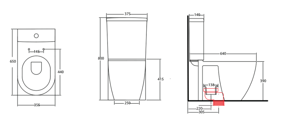 สุขภัณฑ์ 2 ชิ้น STAR S-1326 Kaizer 3/4.5L สีขาว