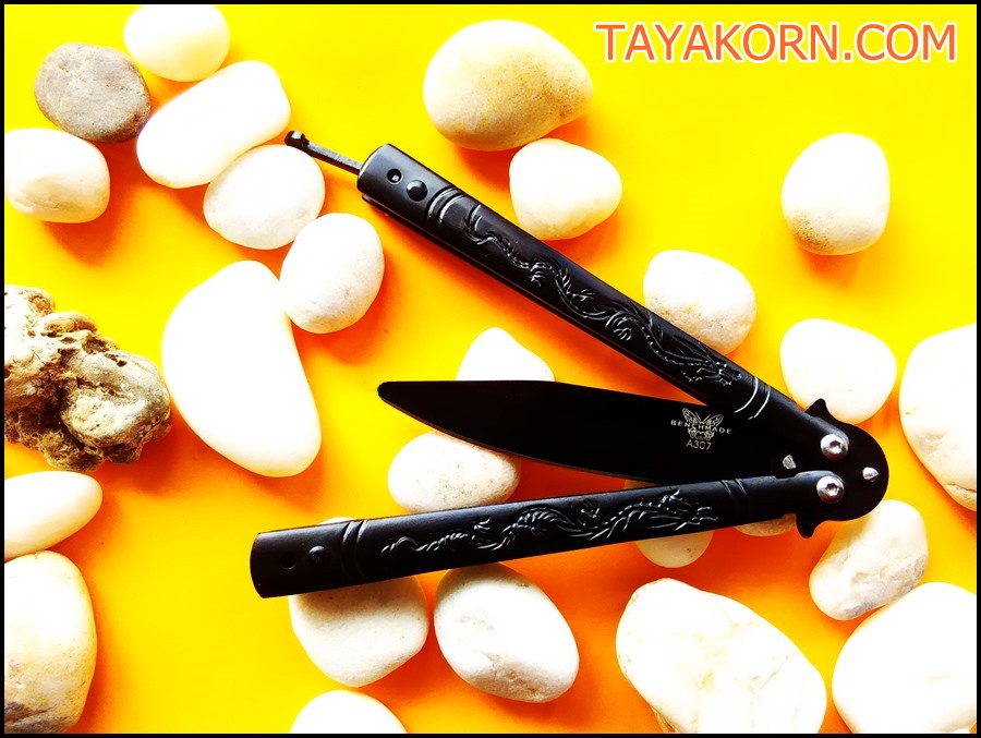 มีดซ้อมควง บาลีซองแบล็คดาก้อน Black Dragon Balisong Trainer Knife TKBS14NVTR