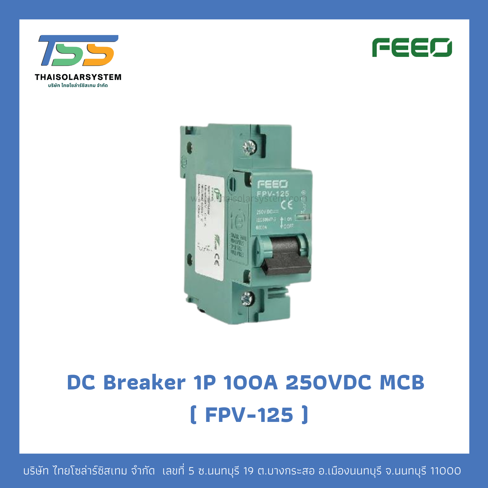 เบรกเกอร์ FEEO DC 100A 250V 1P
