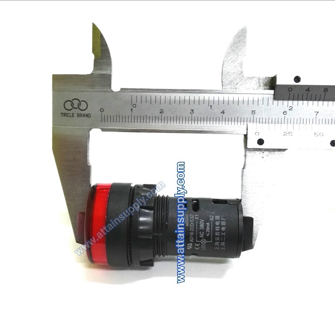 หลอดหน้าปัดหัวตัด22MM.-380V/สีแดง