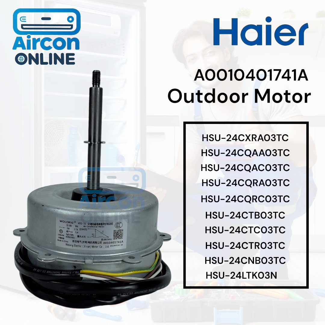 มอเตอร์คอยล์ร้อน แอร์ Haier รุ่น HSU-24CQAA , HSU24CTR และรุ่นอื่นตามรายละเอียด รหัส A0010401741A ( 1741A ) ของแท้ ใหม่ มือ 1