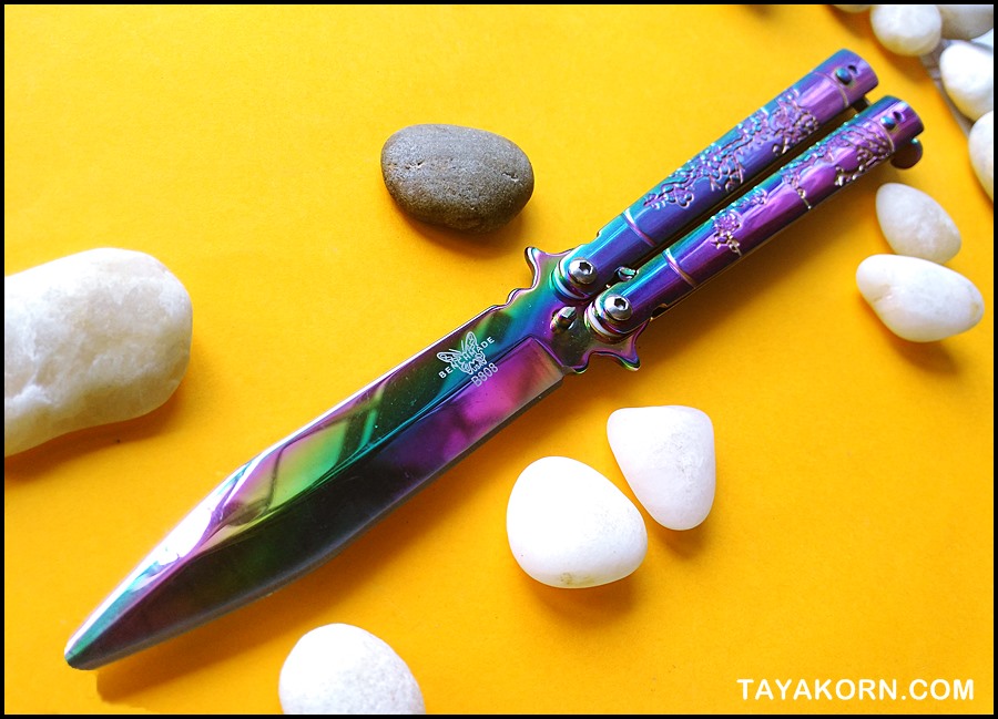 มีดซ้อมควง เรนโบว์ซากุระบาลิซอง Rainbow Sakura Balisong Trainer Knife TKBS-SK55TR