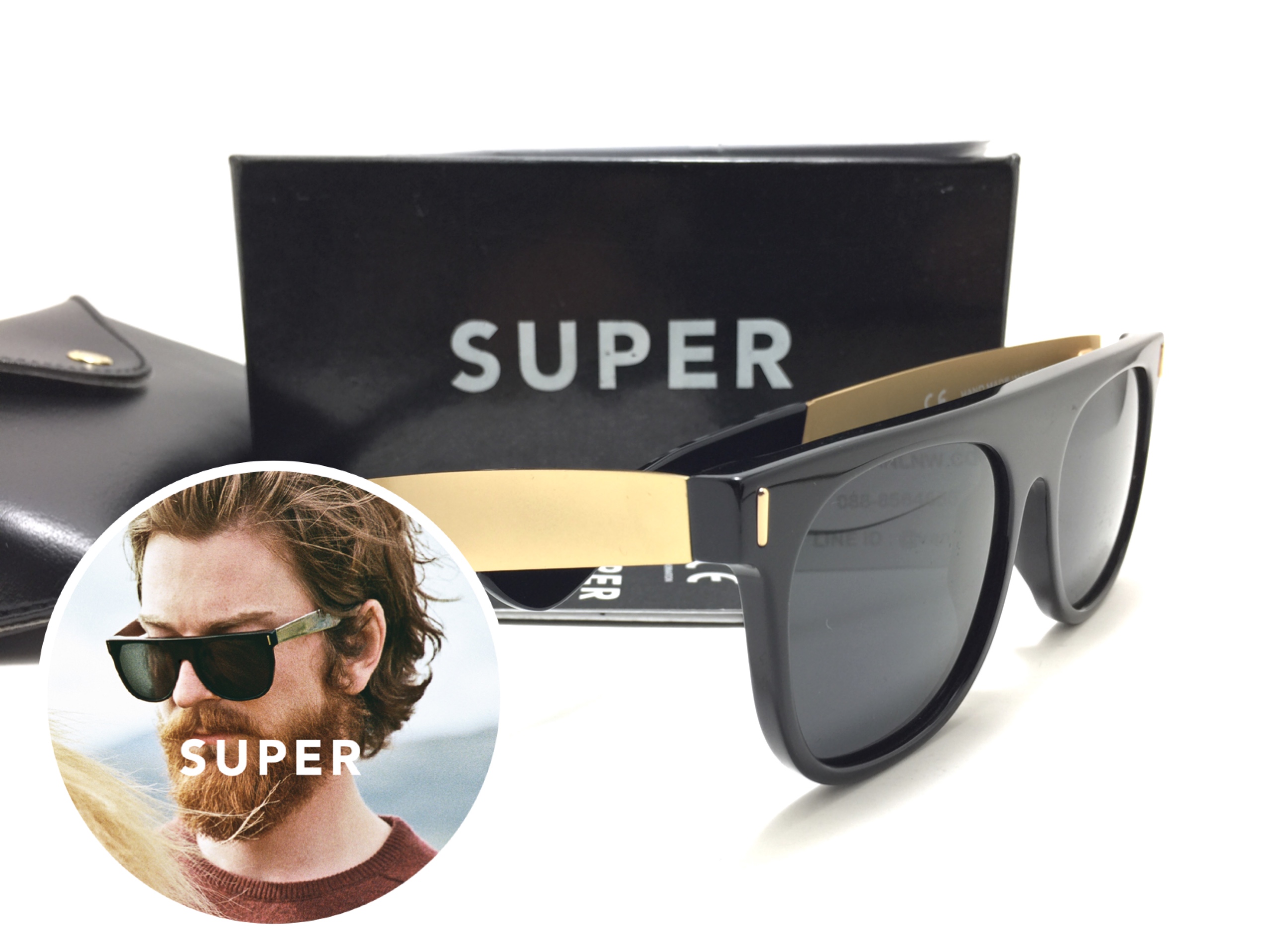 แว่นกันแดด SUPER Flat Top Black Francis 55-18 145 <ดำ>