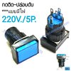 สวิทช์ กดติด-ปล่อยดับ/เหลี่ยมผืนผ้ามีไฟ220V/5ขา*สีฟ้า