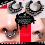 Septum Fake Nose Ring jewelry จิวจมูกเกือกม้า แบบหนีบติ่ง ประดับเพชร สะท้อนเล่นไฟระยิบระยับ เก๋มากค่ะ ดำ (Black)
