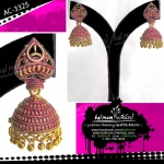 Indian earrings ต่างหูอินเดีย งานลงยาสีม่วง