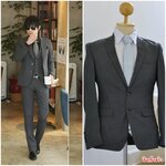 เสื้อสูทคนอ้วน ไซส์ใหญ่ เกรดพรีเมี่ยม รุ่น2กระดุม **สีเทาเข้ม** 4XL-9XL