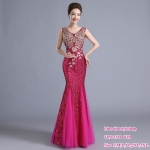 ชุดราตรียาว ทรงหางปลา ผ้าเลื่อม สีชมพูบานเย็น **พร้อมส่ง L** ซิปหลัง