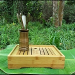 ถาดรองน้ำชาไม้ไผ่ แบบA1 Bamboo Tea Tray Tyle A1( สีเขียว )