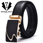 เข็มขัดหนังแท้สีดำ สีทอง S-ทอง
