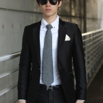 สูท,ชุดสูทเจ้าบ่าว,สูทผู้ชาย สีดำเงา พร้อมส่ง M,L