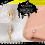 Indian Fake Nose Jewelry จิวจมูกอินเดียแบบหนีบ ประดับเพชร เล่นไฟระยิบระยับ ดูเก๋และสวยงามมากค่ะ ทอง (Gold)