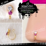 Indian Fake Nose Jewelry จิวจมูกอินเดียแบบหนีบ ประดับเพชร (ขาว-ชมพู) เล่นไฟระยิบระยับ ดูเก๋และสวยงามมากค่ะ ทอง(Gold)