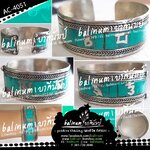 กำไลหินทิเบต-เนปาล งานแฮนด์เมด สไตล์แอนทีค (Antiqued) สัญลักษณ์รูปโอม 'โอม มณี ปัท เม ฮุม' (พุทธวัชรยาน : ดวงตาแห่งพุทธะ) ประดับหินเทอร์ควอยส์ (Turquoise : Lucky ความโชคดี) ด้านในสลักลายมังกรพ่นไฟ สวมใส่ง่า เงิน (Silver)