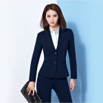 ชุดสูทผู้หญิง สีกรม ผ้าฮานาโกะ สูท+กางเกง Size L **มีของแถม**