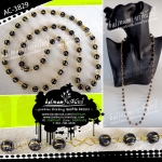 สร้อยคอทองอินเดีย ประดับตุ้มกลมสลักลายทอง สวมใส่ง่ายสามารถถอดหรือสวมคอได้เลยโดยไม่ต้องปลดตะขอค่ะ ดำ (Black)