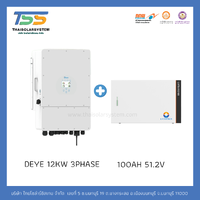 DEYE 12k 3P + 100Ah 51.2V LVTOPSUN(รับประกันแบตเตอรี่ 10 ปี)