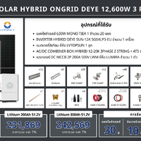ชุด Hybrid 0ngrid Deye 12600W + Battery Lithium 100A 51.2V LVTOPSUN (เฉพาะของ)